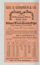 Geo. D. Goodrich & Co. - Stone Ware Drain Pipe - Reverse, Perkins Collection 1850 to 1900 Advertising Cards